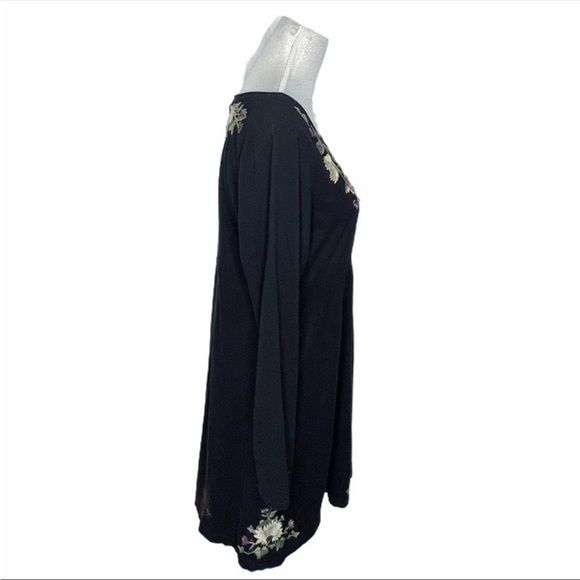 Johnny Was Embroidered Long Sleeve Black Dress - Picture 4 of 6
